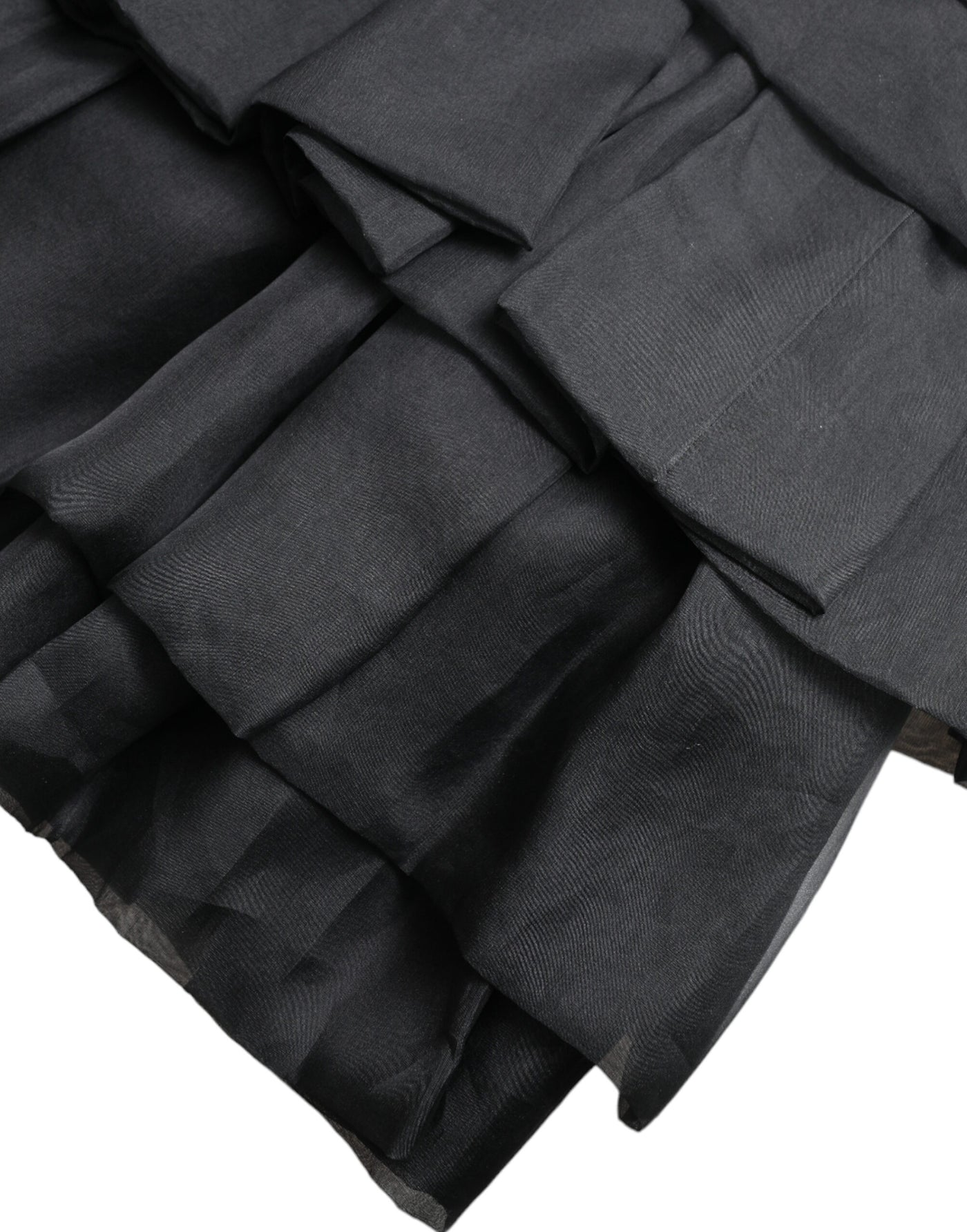 Dolce & Gabbana Black Tiered Aline High Waist Silk Mini Skirt