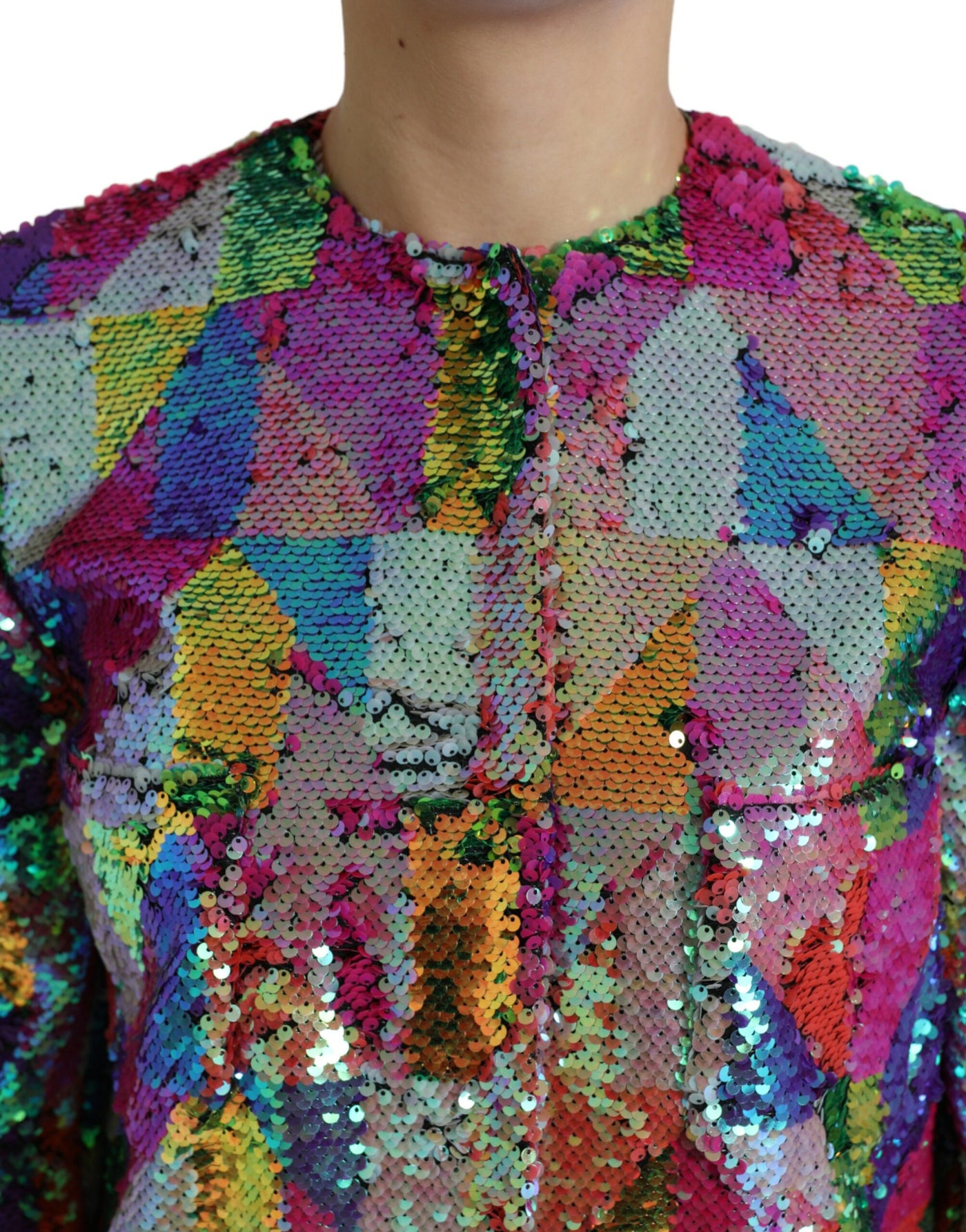 Dolce & Gabbana Multicolor Polyester Sequined Coat Jacket