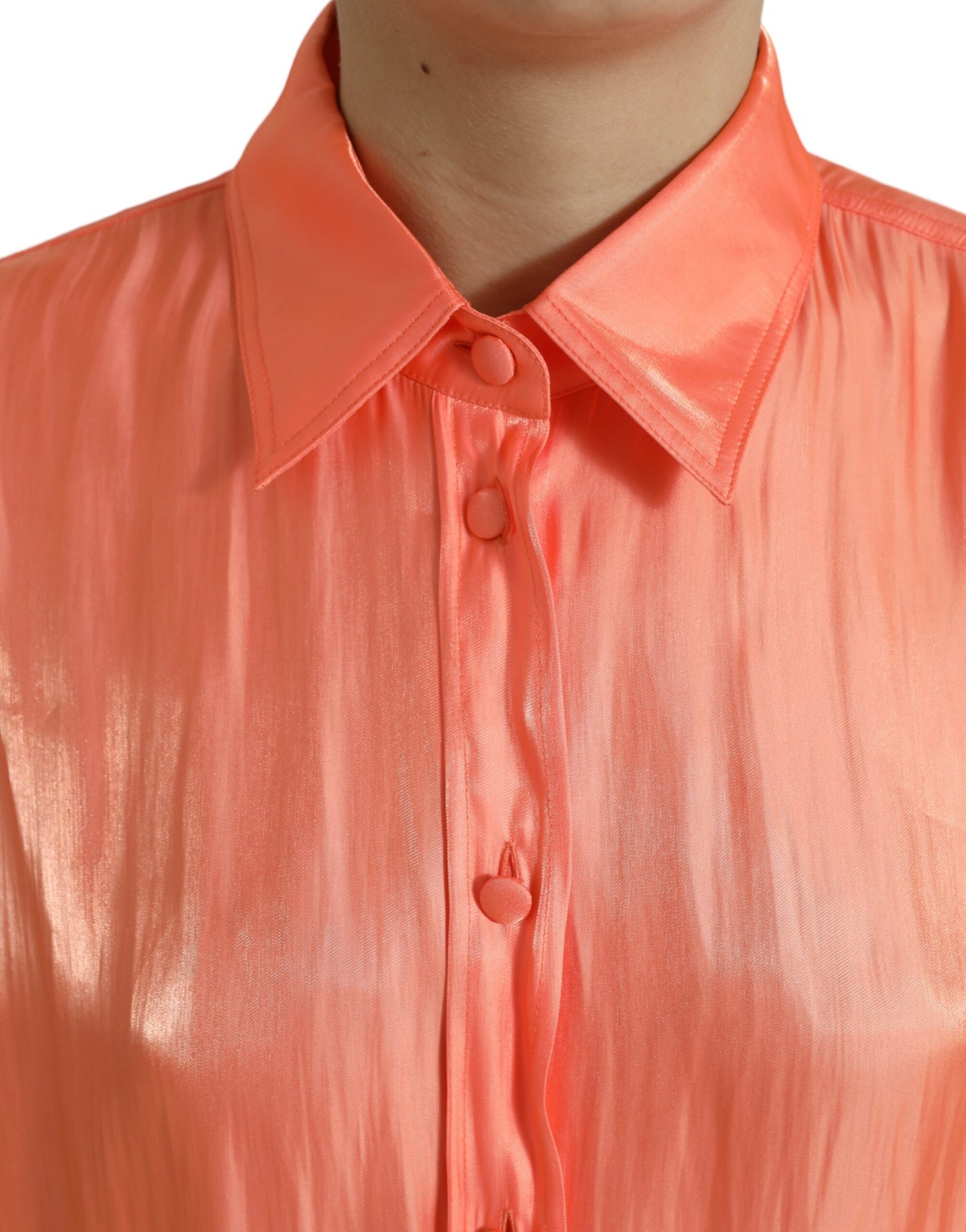 Dolce & Gabbana Peach Long Sleeve Button Down Blouse Top