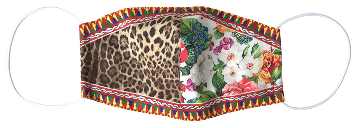 Dolce & Gabbana Multicolor Leopard Floral Elastic Ear Strap Face Mask