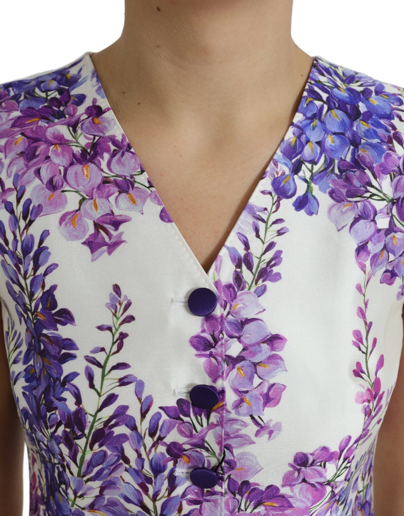 Dolce & Gabbana White Floral Print Silk Waistcoat Vest Top