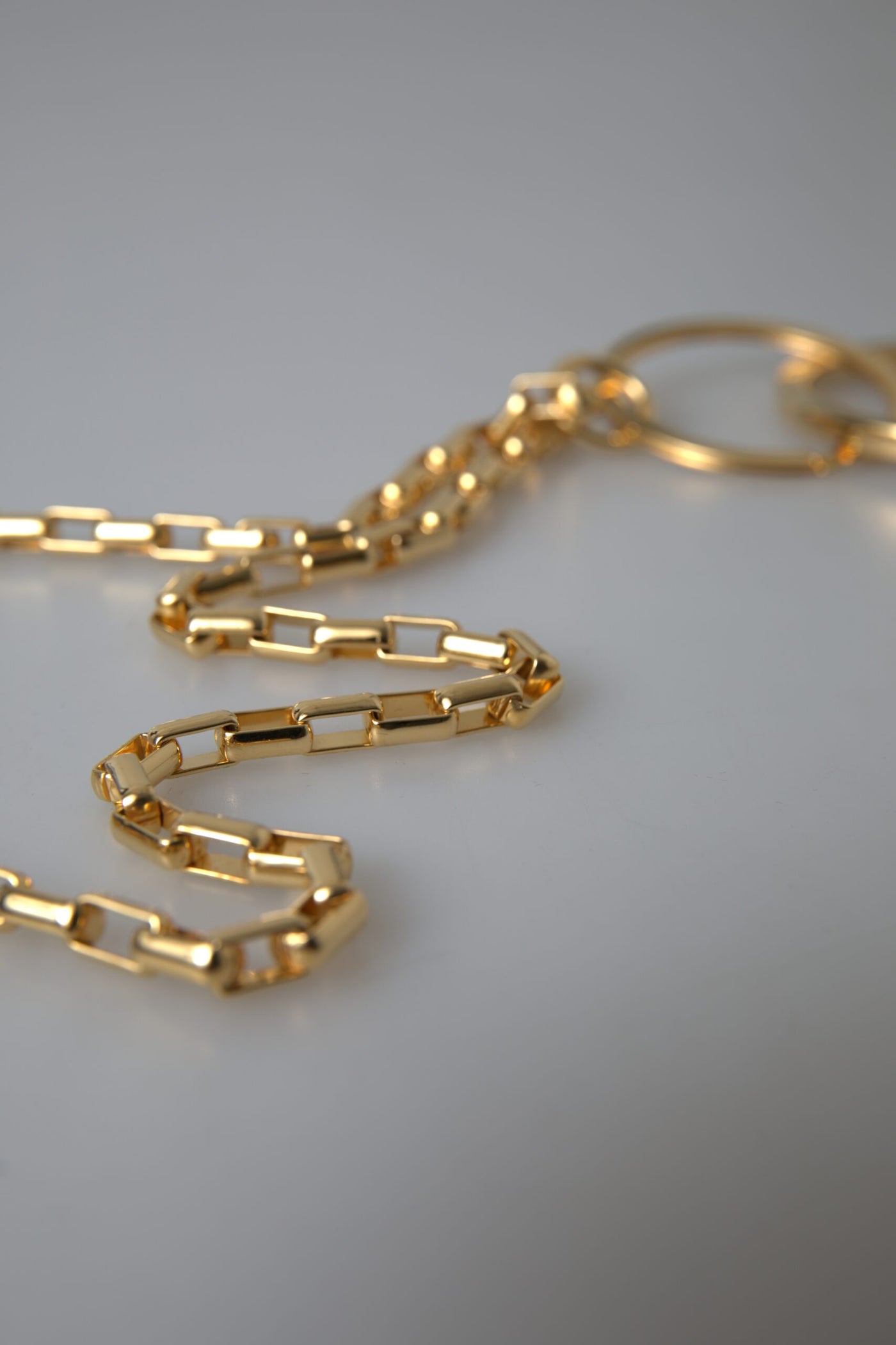 Dolce & Gabbana Gold Tone Brass Chain Link DG Logo Pendant Necklace