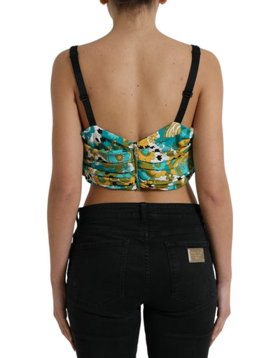 Dolce & Gabbana Multicolor Floral Sleeveless Cropped Top