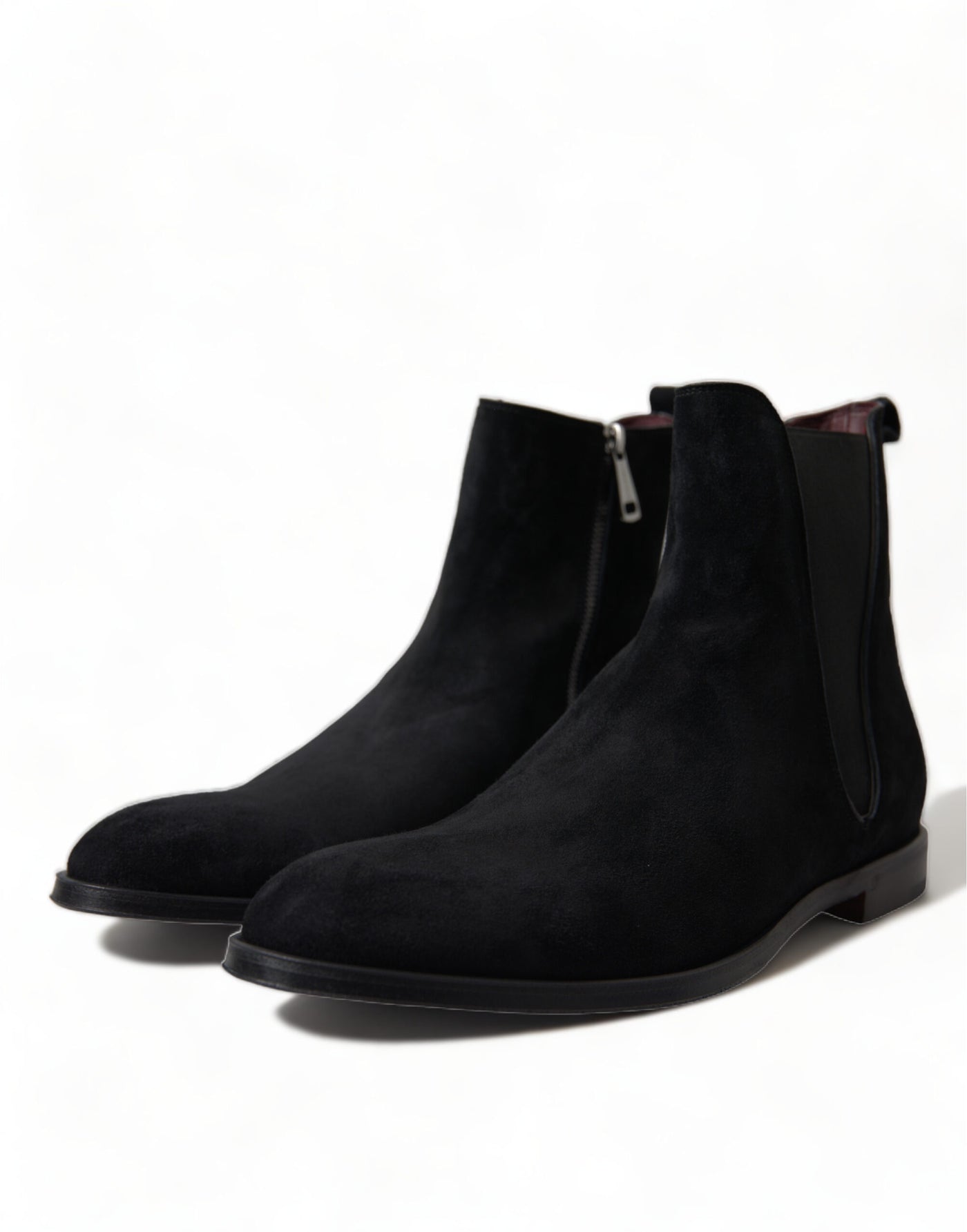 Black Suede Leather Mid Calf Men Boots Shoes