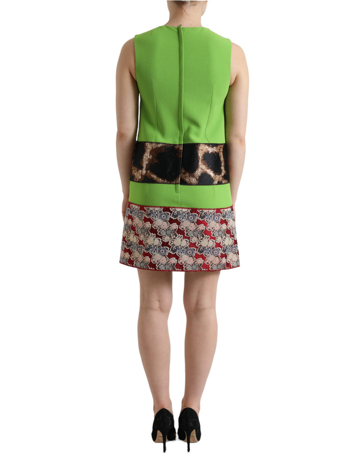 Dolce & Gabbana Apple Green Sleeveless Panelled Shift Dress