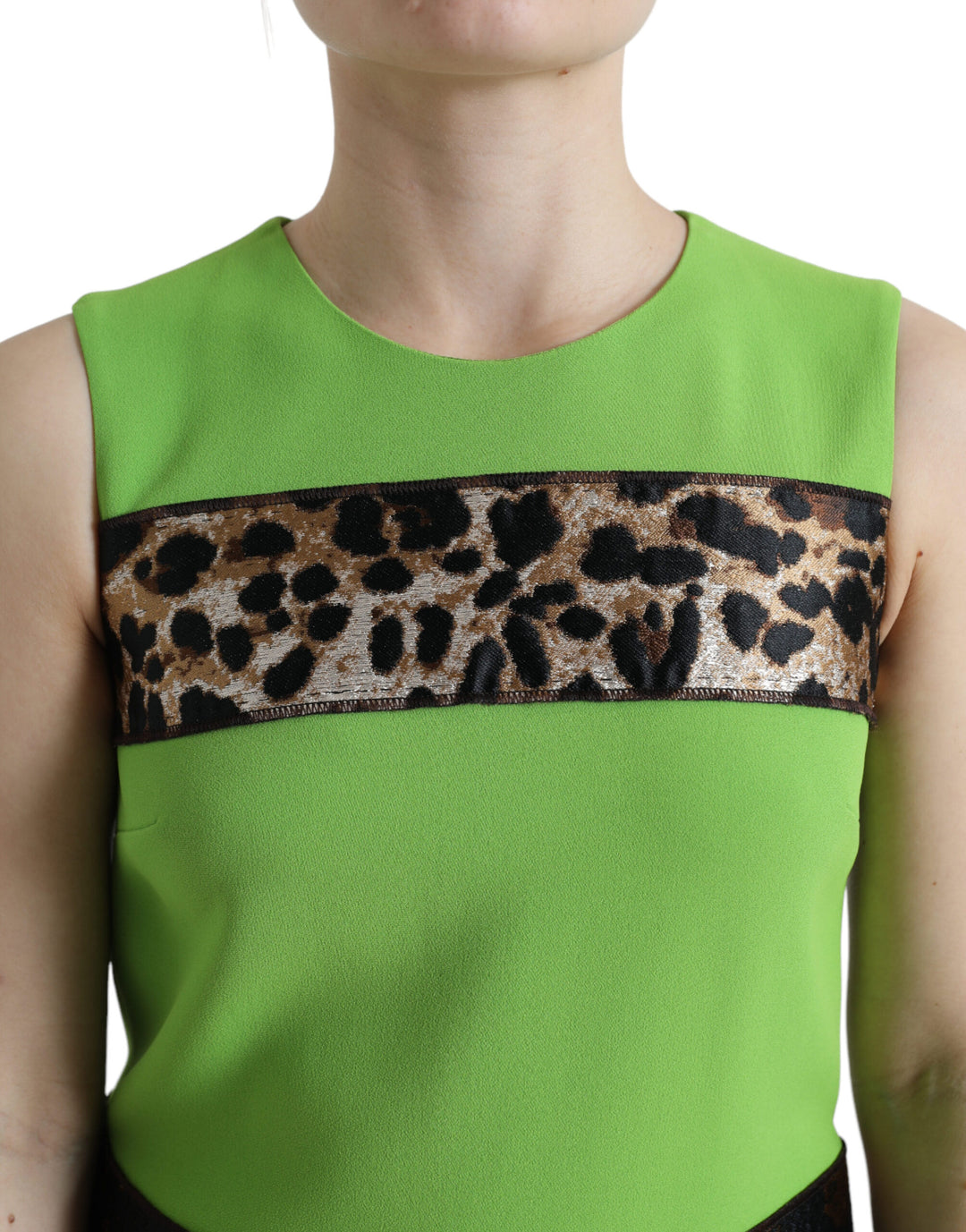Dolce & Gabbana Apple Green Sleeveless Panelled Shift Dress