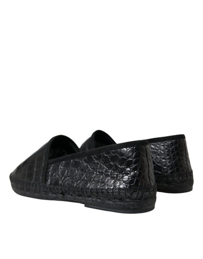 Dolce & Gabbana Black Exotic Leather Espadrilles Slip On Shoes
