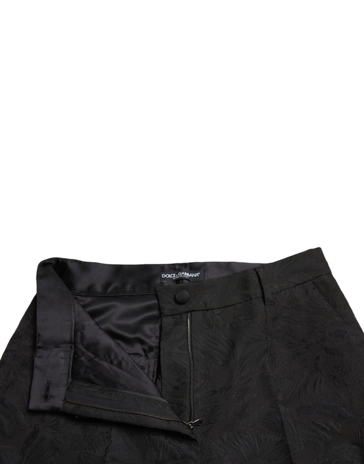 Dolce & Gabbana Black Polyester High Waist Tapered Pants