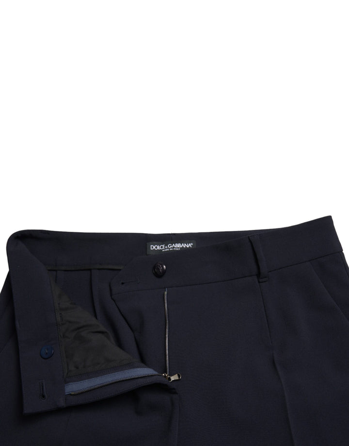 Dolce & Gabbana Blue Mid Waist Tapered Cropped Pants
