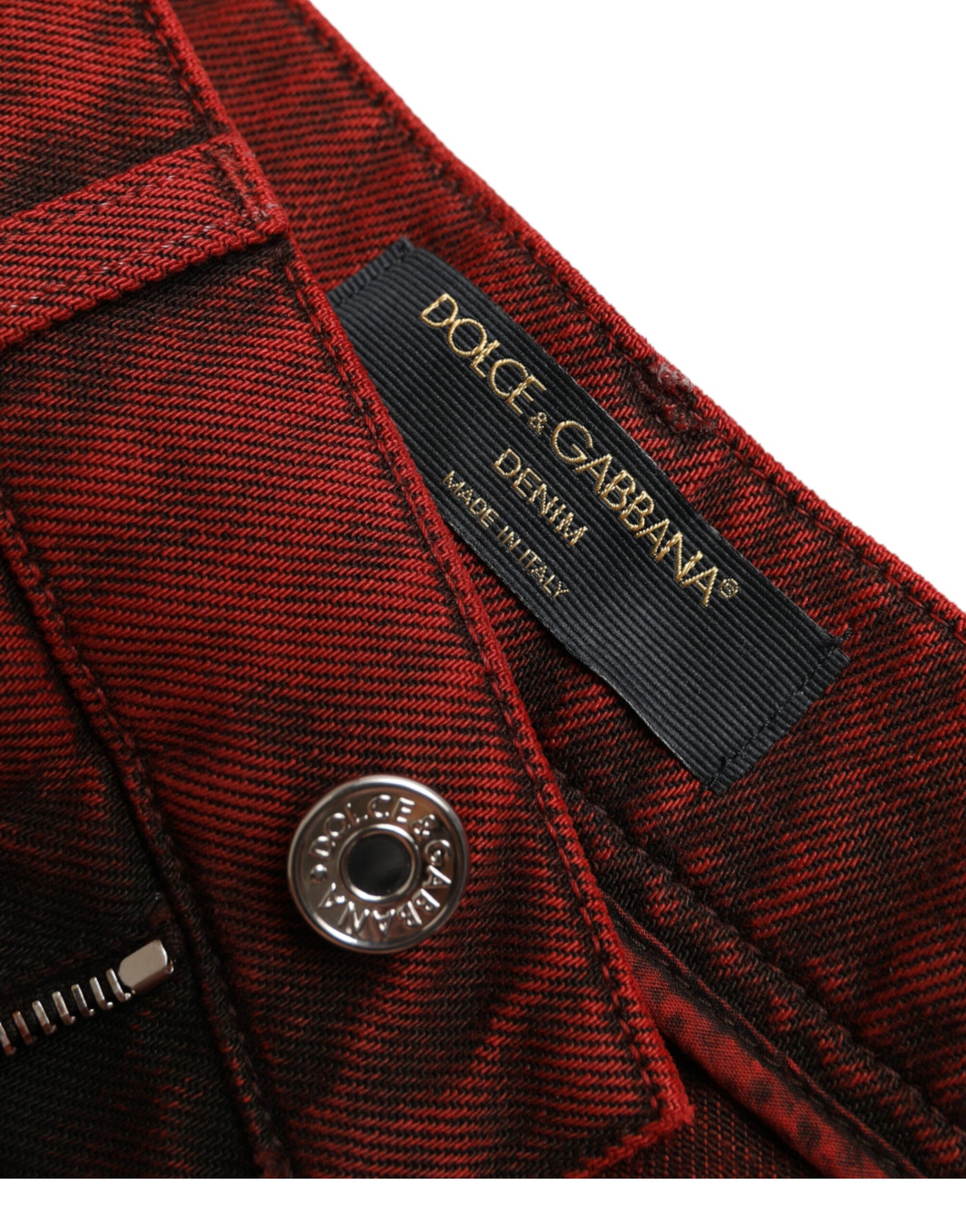 Dolce & Gabbana Red Stretch High Waist Denim Hot Pants Shorts