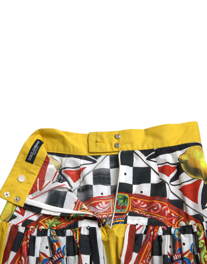 Dolce & Gabbana Multicolor Carretto Lemon High Waist A-line Skirt