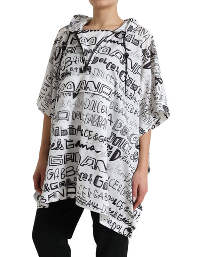 Dolce & Gabbana White Logo Print Hooded Blouson T-shirt Top