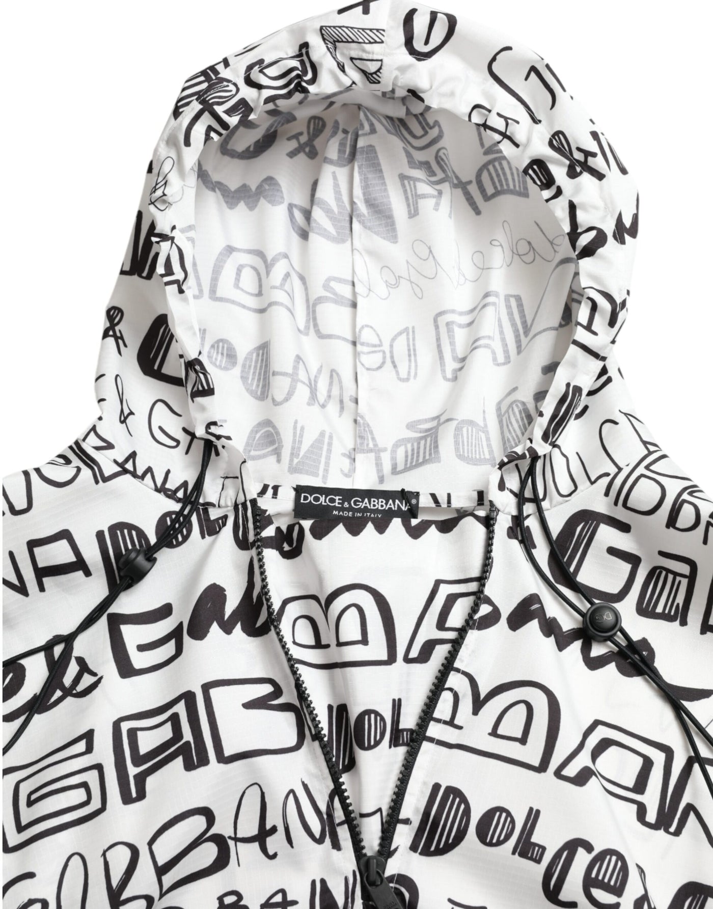 Dolce & Gabbana White Logo Print Hooded Blouson T-shirt Top