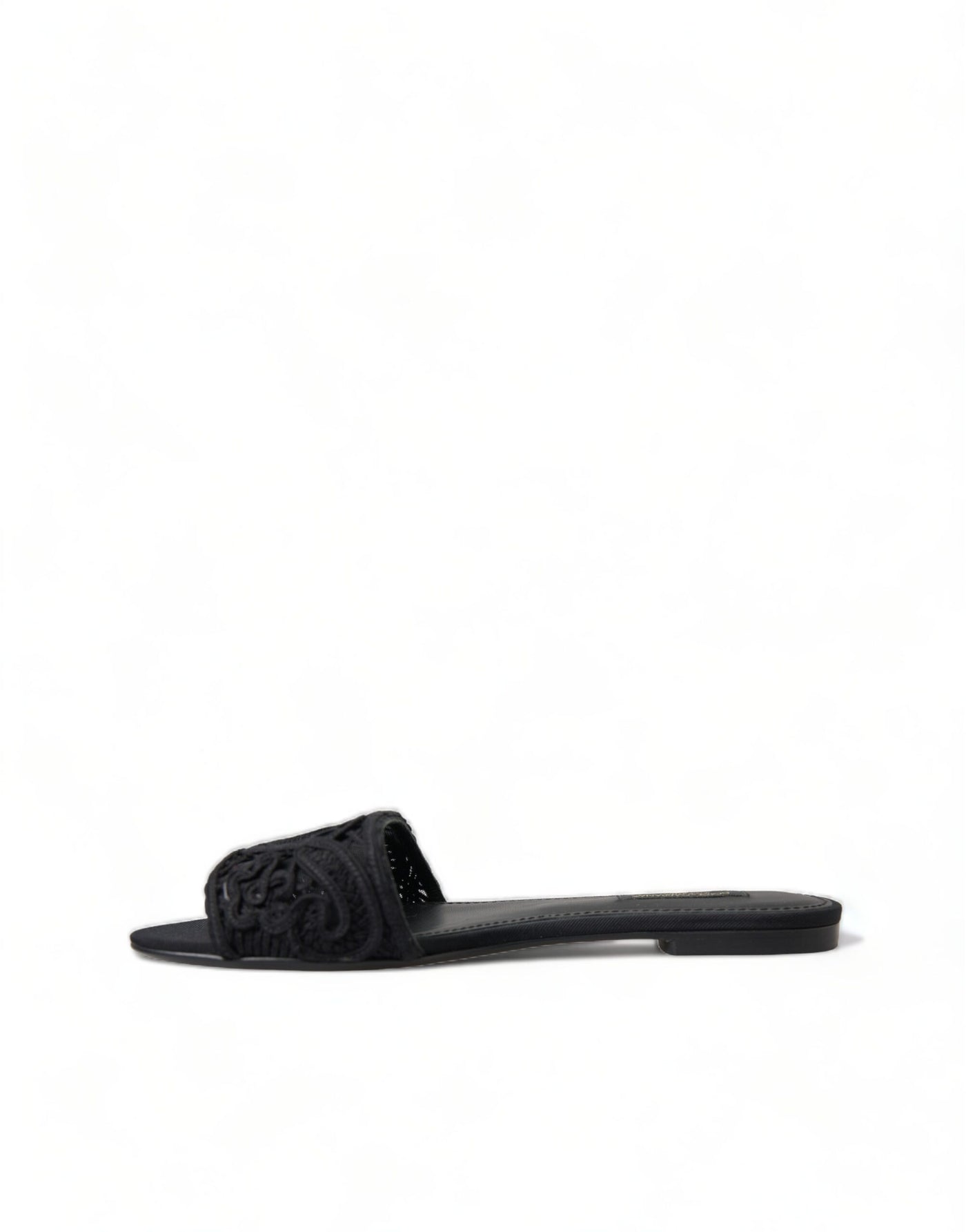 Black Cotton Heart Embroidery Sandals Shoes