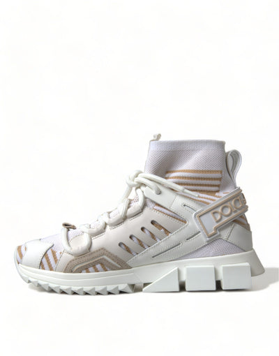 Dolce & Gabbana White Beige Sorrento Socks Sneakers Shoes