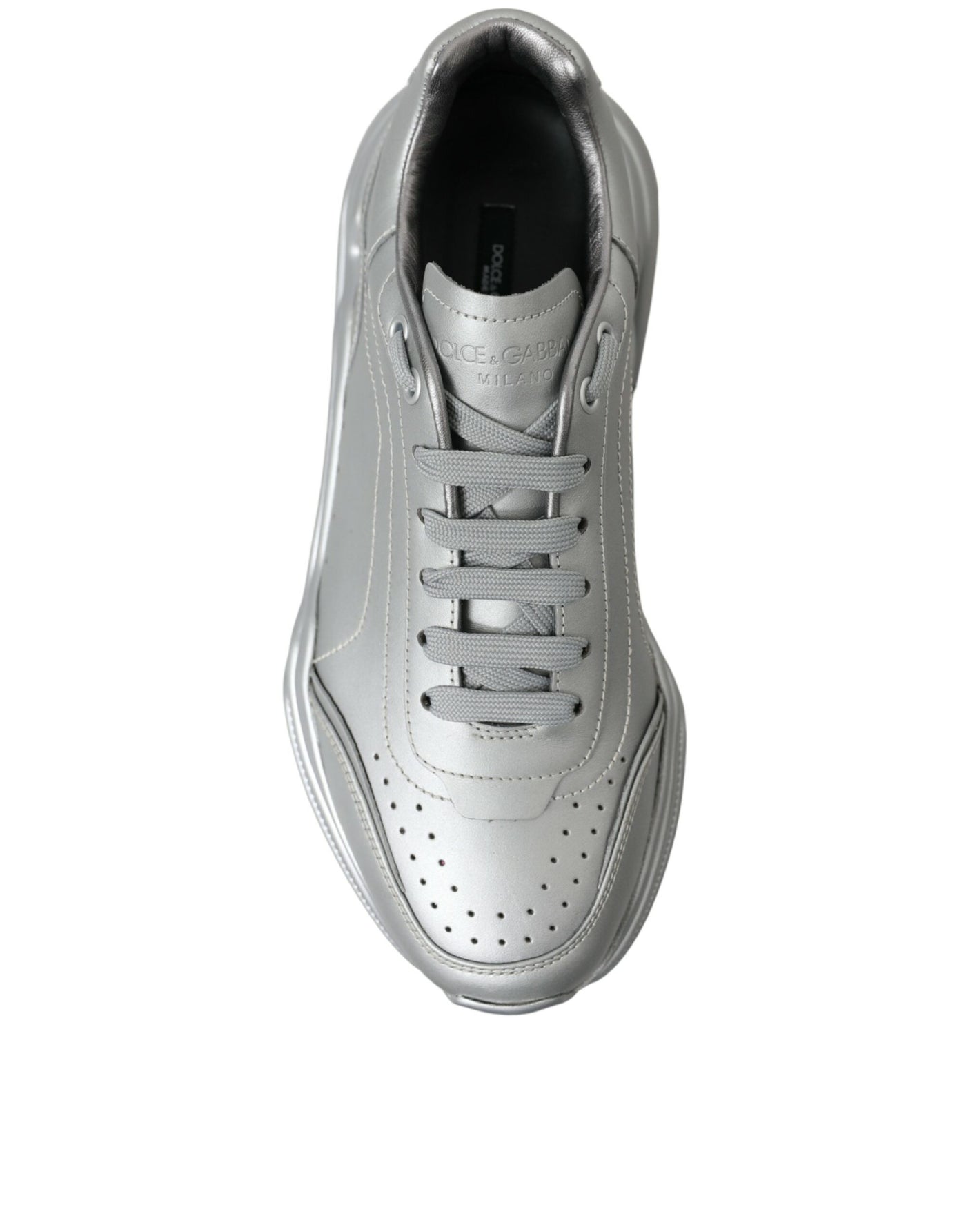 Dolce & Gabbana Silver DAYMASTER Leather Men Casual Sneakers Shoes