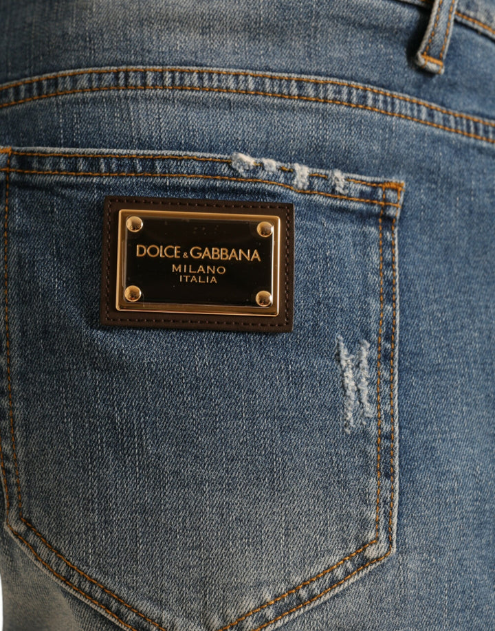 Dolce & Gabbana Blue Washed Cotton Bermuda Denim Men Shorts