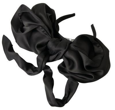 Dolce & Gabbana Black Silk Large Bow Hair Head Diadem