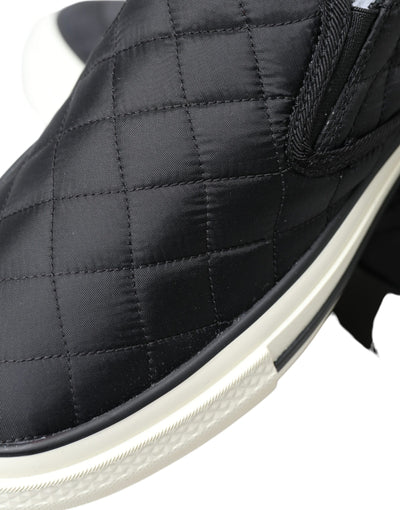 Dolce & Gabbana Black Quilted Slip On Low Top Sneakers Shoes