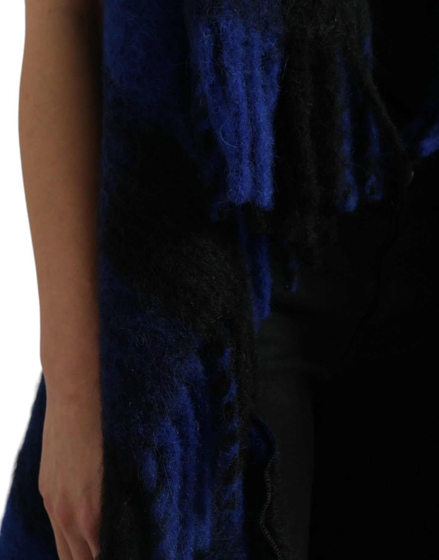 Dolce & Gabbana Black Blue Buffalo Check Poncho Coat Sweater