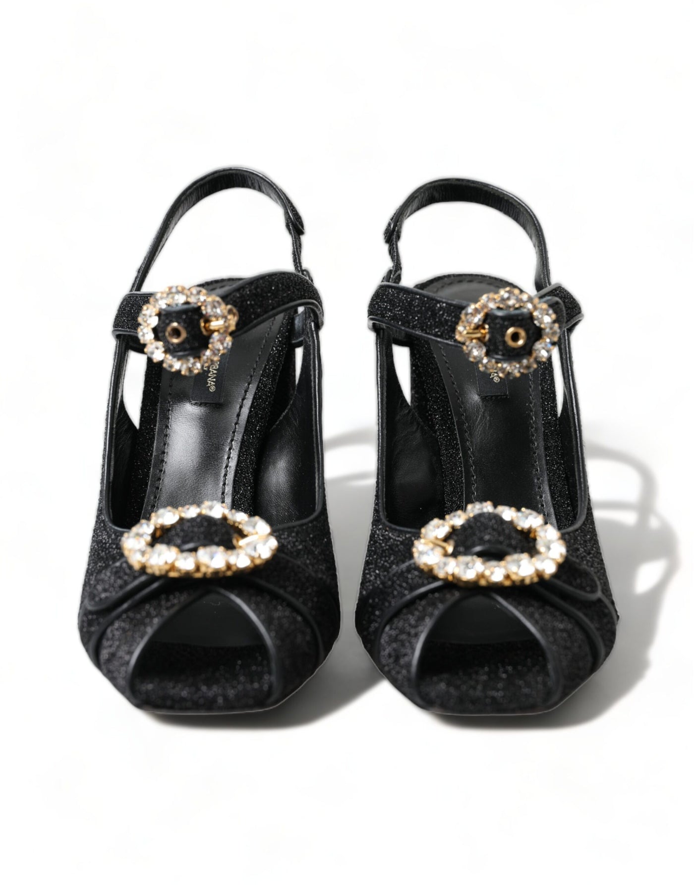 Black Crystal Ankle Strap Sandals Shoes