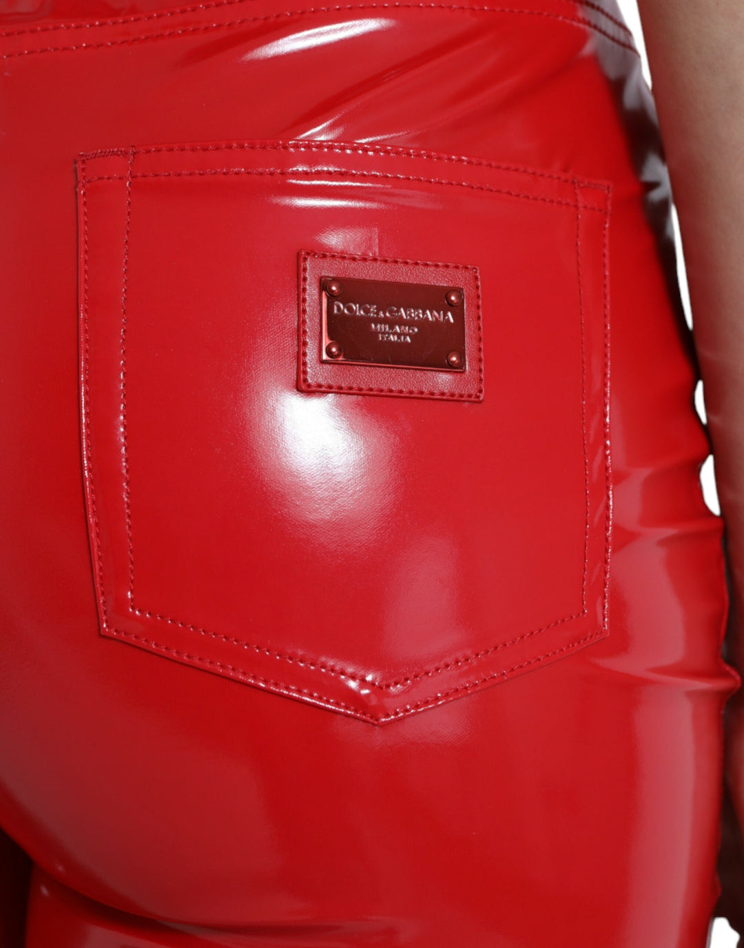 Dolce & Gabbana Shiny Red High Waist Skinny Pants