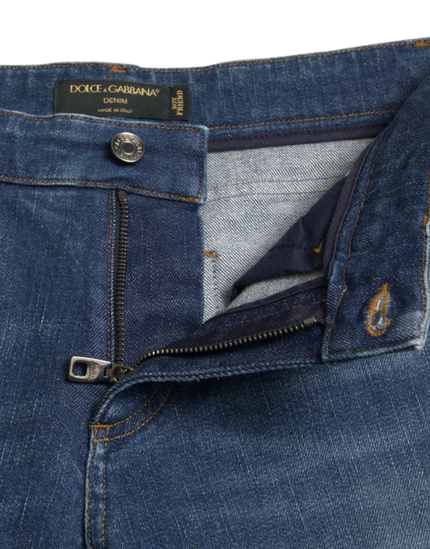 Dolce & Gabbana Blue BOYFRIEND Mid Waist Cotton Denim Jeans