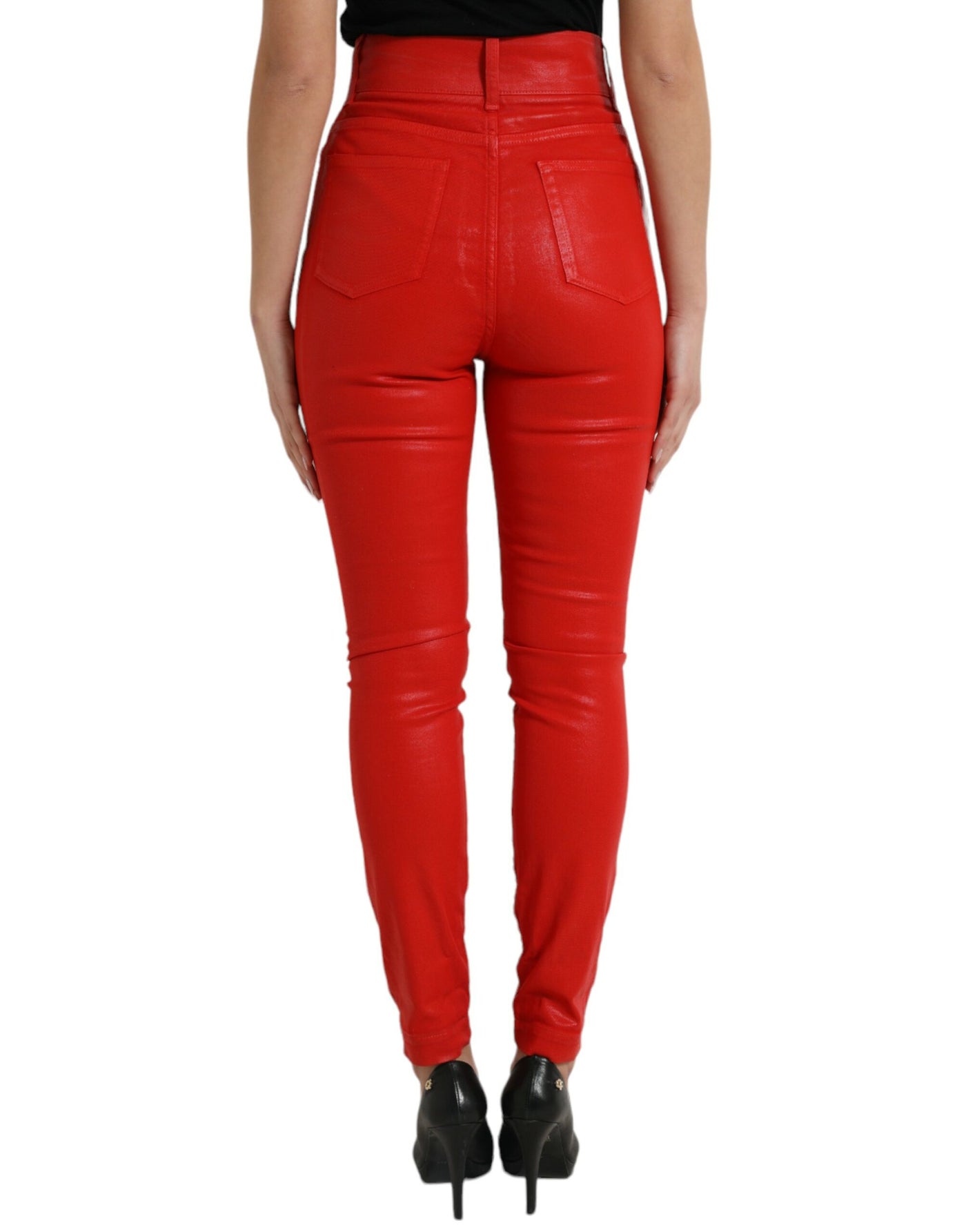 Dolce & Gabbana Red Cotton High Waist Skinny Denim Jeans