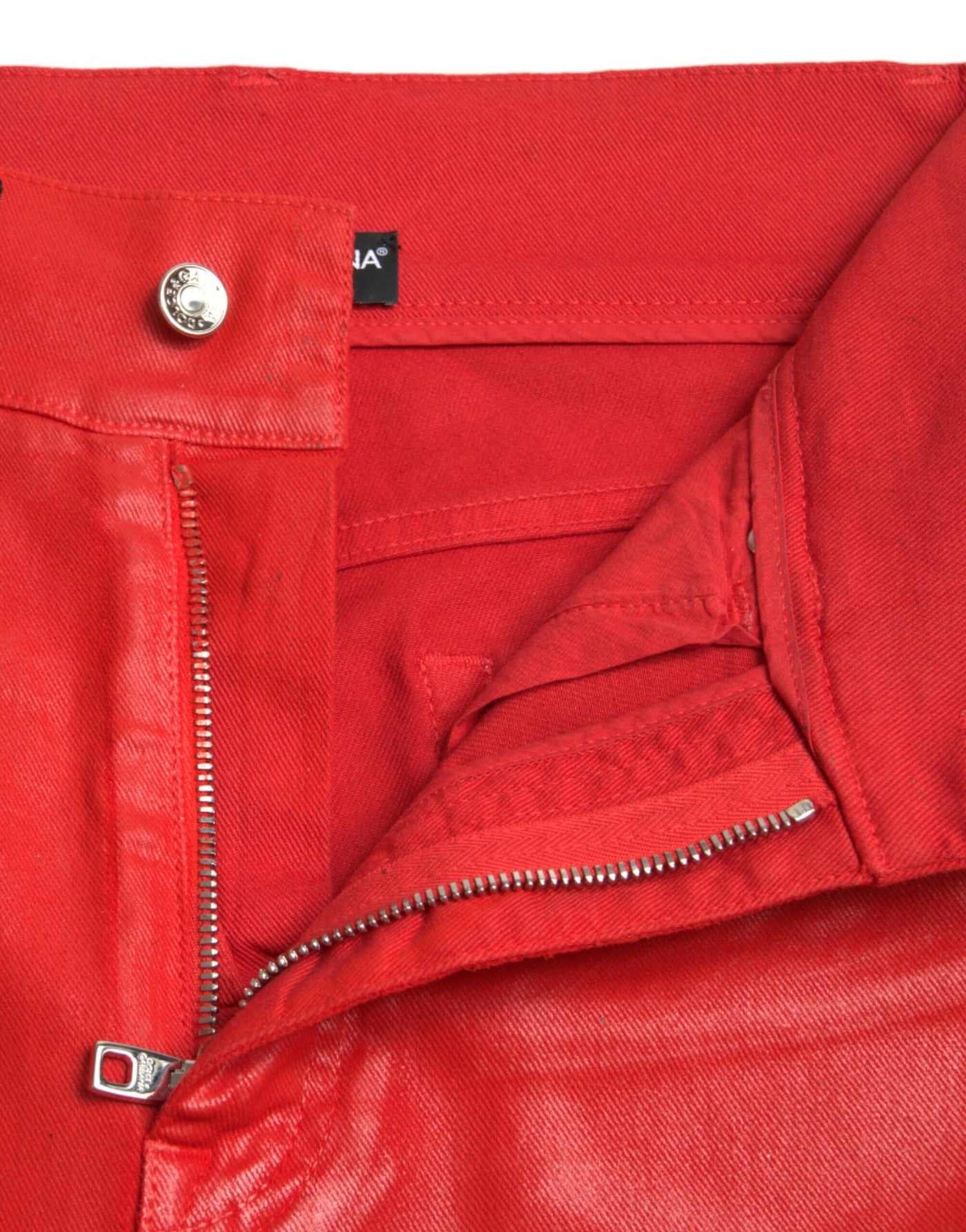 Dolce & Gabbana Red Cotton High Waist Skinny Denim Jeans