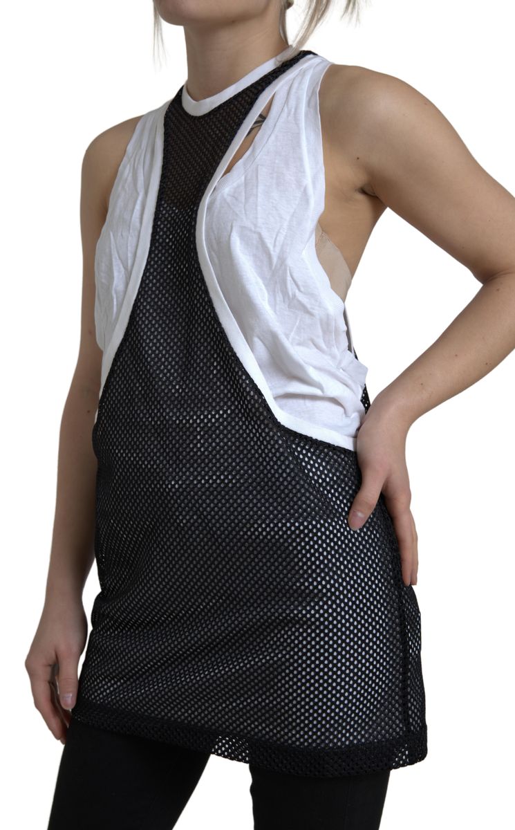 Dsquared² Black White Crewneck Sleeveless Tank Top