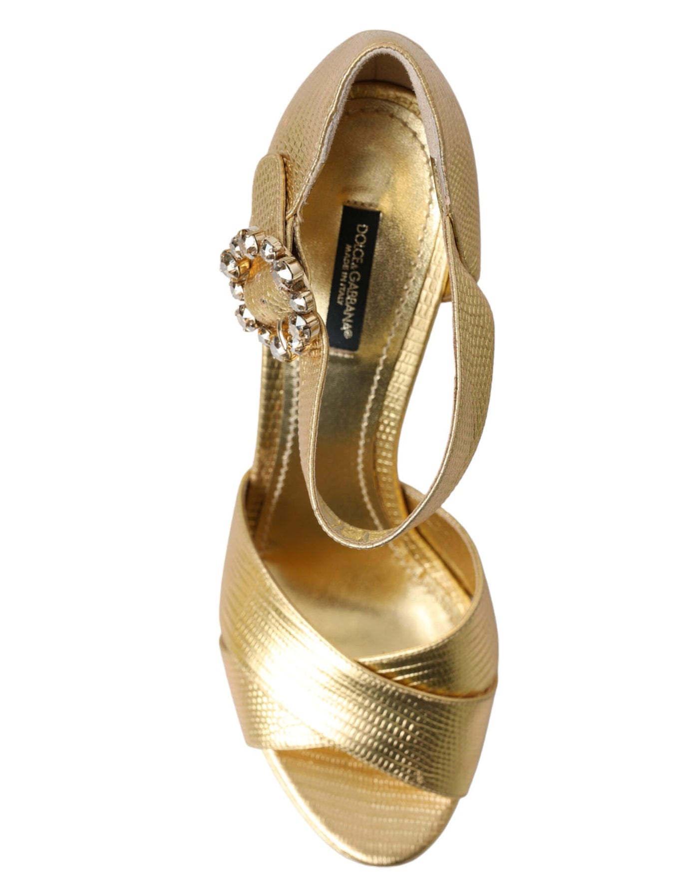 Gold Crystal Ankle Strap Platform Sandals Shoes
