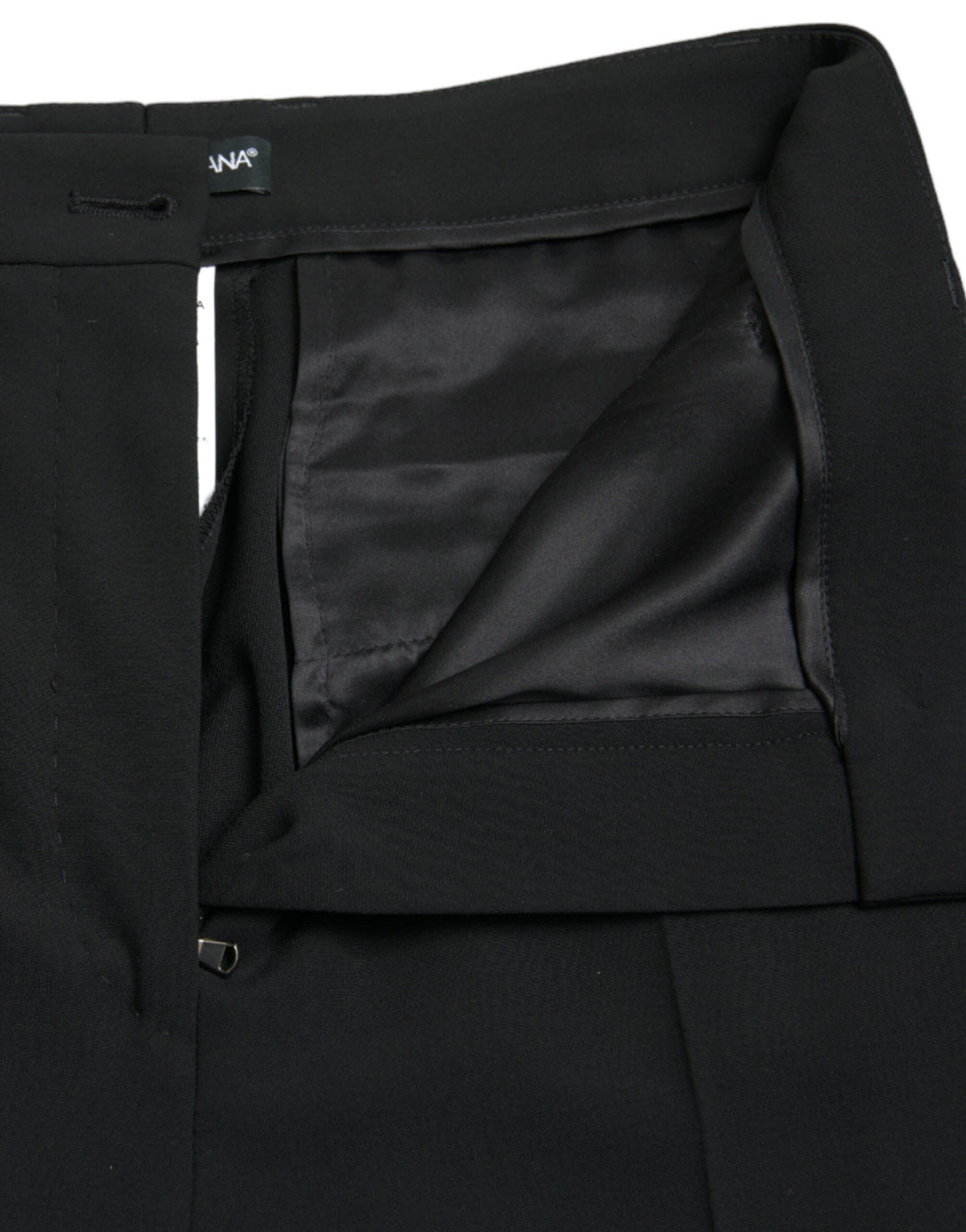 Dolce & Gabbana Black Wool High Waist Tapered Pants
