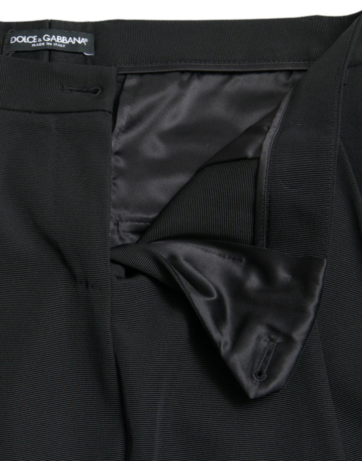 Dolce & Gabbana Black Wool High Waist Cropped Tapered Pants