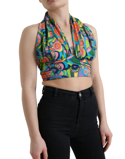 Multicolor Halter Sleeveless Cropped Tank Top