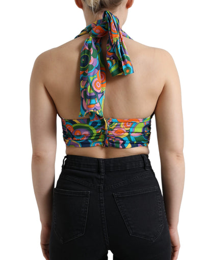 Multicolor Halter Sleeveless Cropped Tank Top