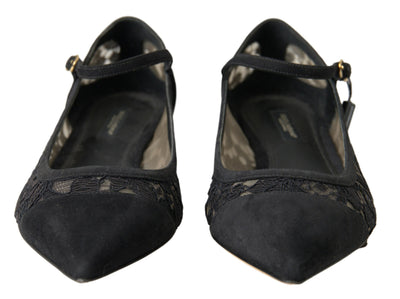 Dolce & Gabbana Black Lace Loafers Ballerina Flats Shoes
