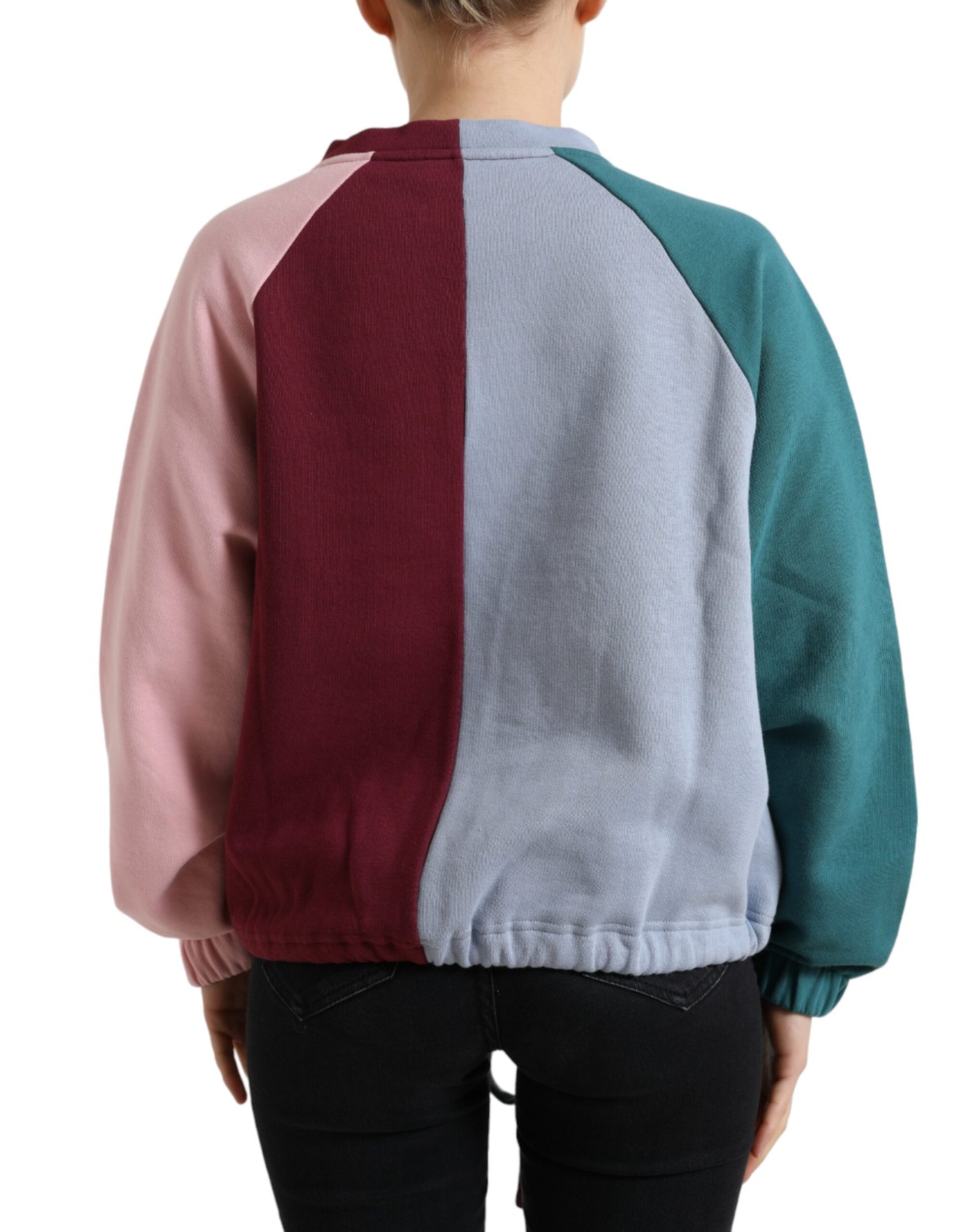 Multicolor Cotton Crew Neck Pullover Sweater