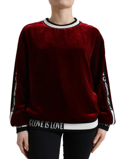 Bordeaux Velvet Crew Neck Pullover Sweater