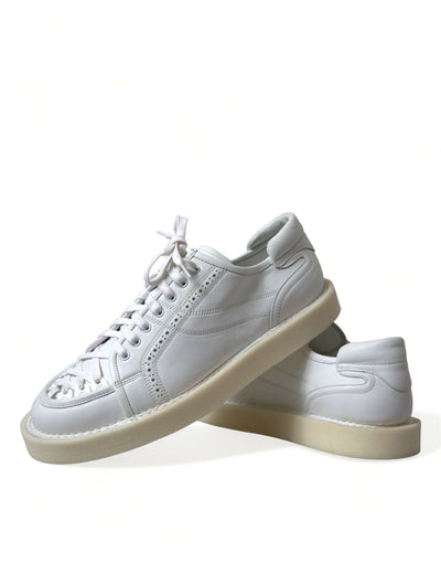 Dolce & Gabbana White Leather Low Top Oxford Sneakers Shoes