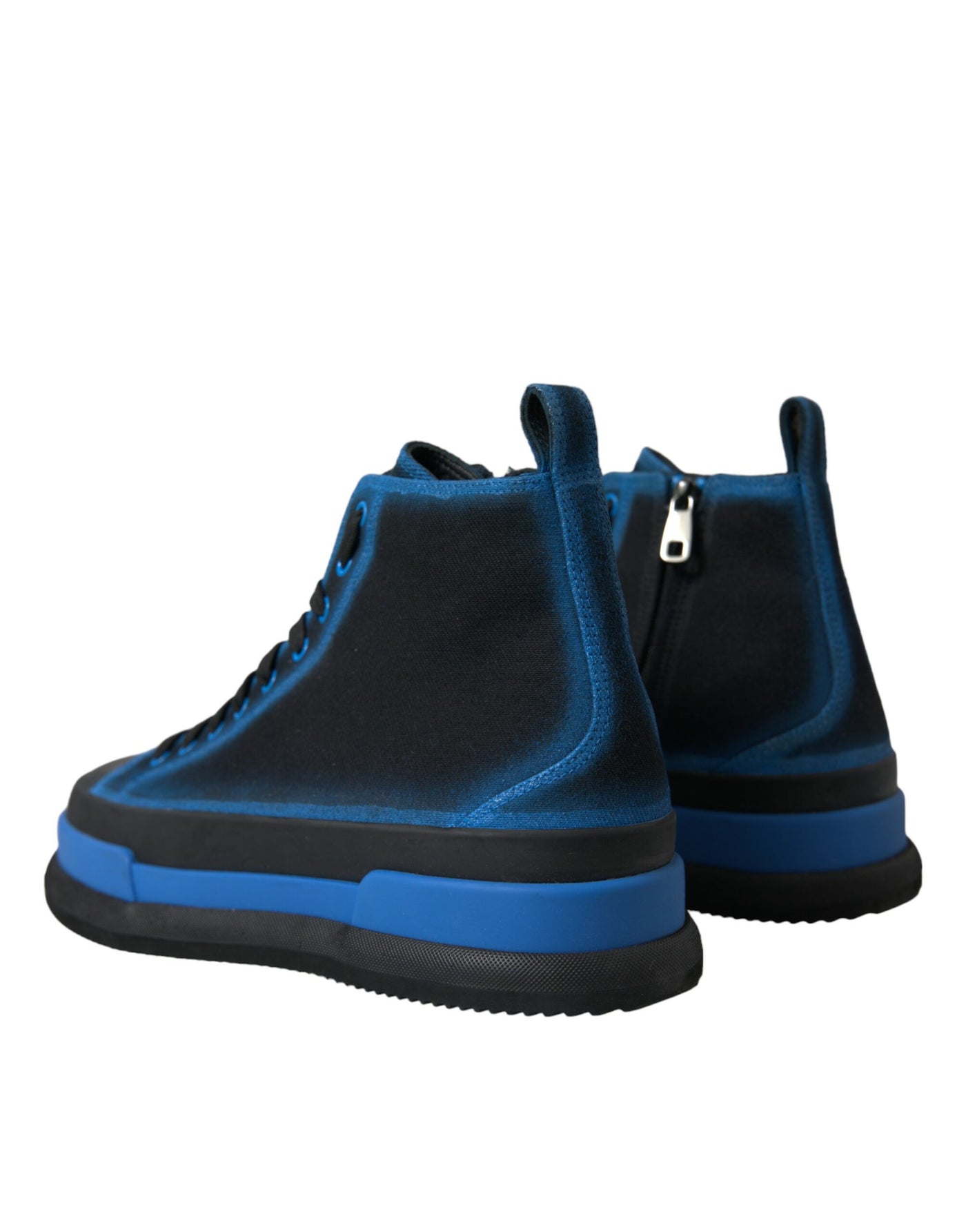 Dolce & Gabbana Black Blue Canvas Cotton High Top Sneakers Shoes