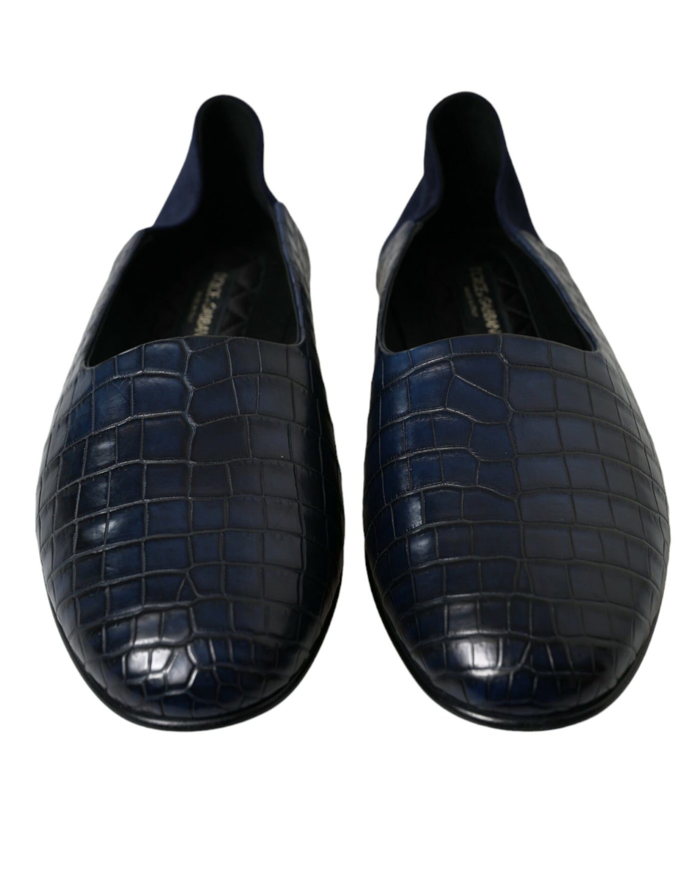 Dolce & Gabbana Blue Crocodile Leather Loafers Slip On Shoes