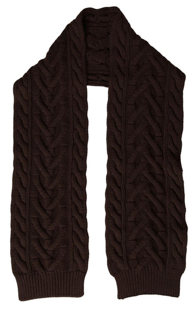 Dolce & Gabbana Brown Cashmere Knit Neck Wrap Shawl Scarf