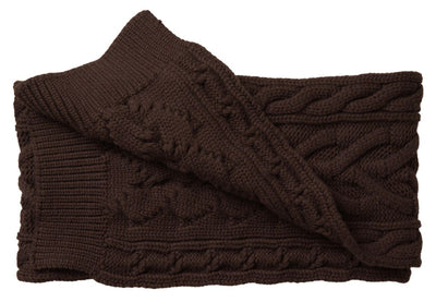 Dolce & Gabbana Brown Cashmere Knit Neck Wrap Shawl Scarf