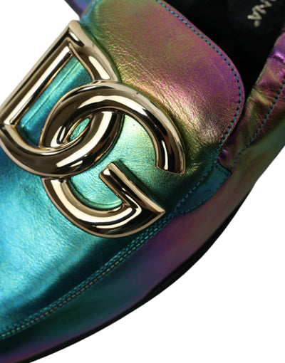 Dolce & Gabbana Multicolor Leather DG Logo Loafer Dress Shoes