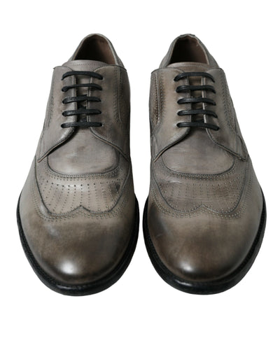 Dolce & Gabbana Brown Leather Lace Up Formal Derby Dress Shoes
