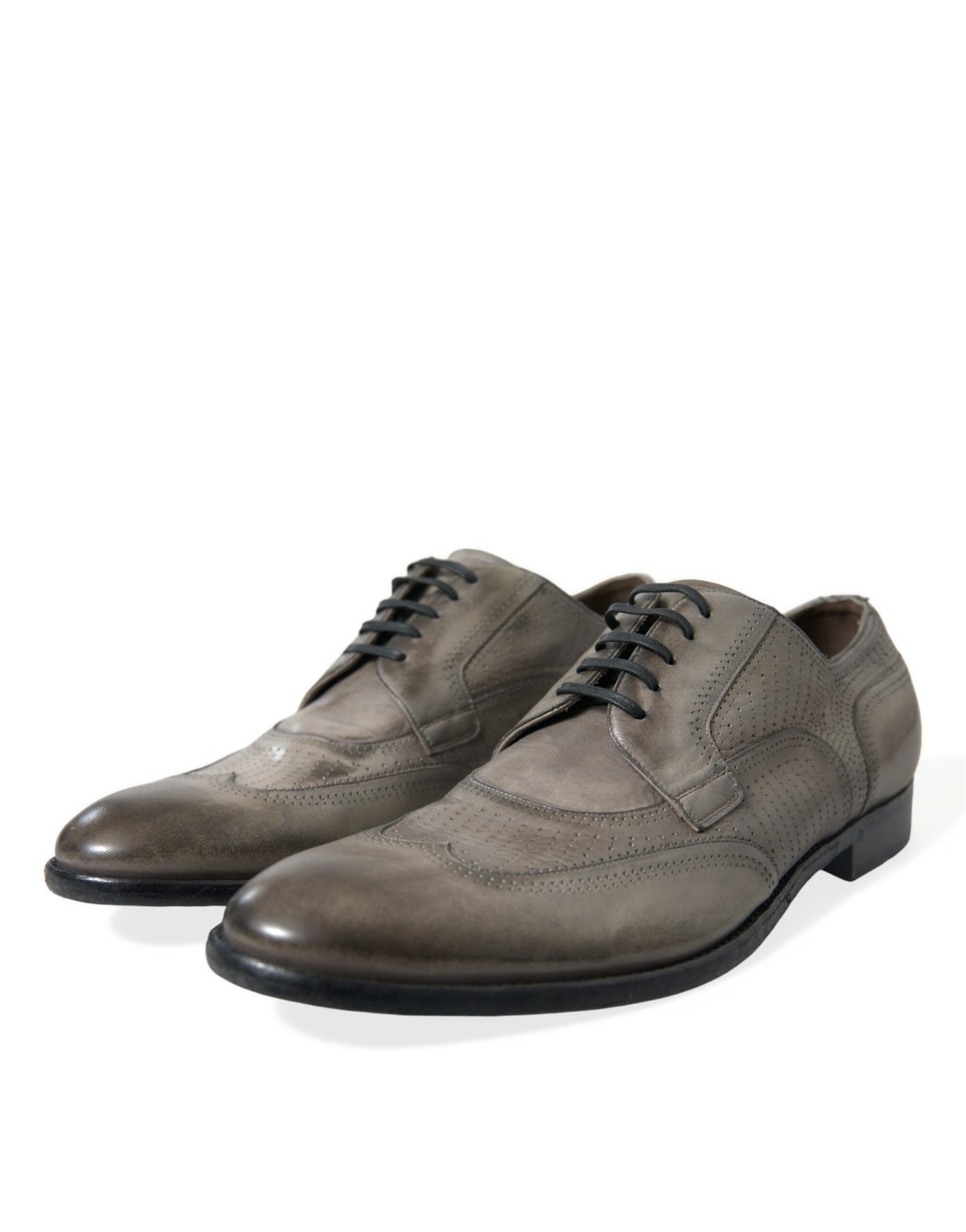 Dolce & Gabbana Brown Leather Lace Up Formal Derby Dress Shoes