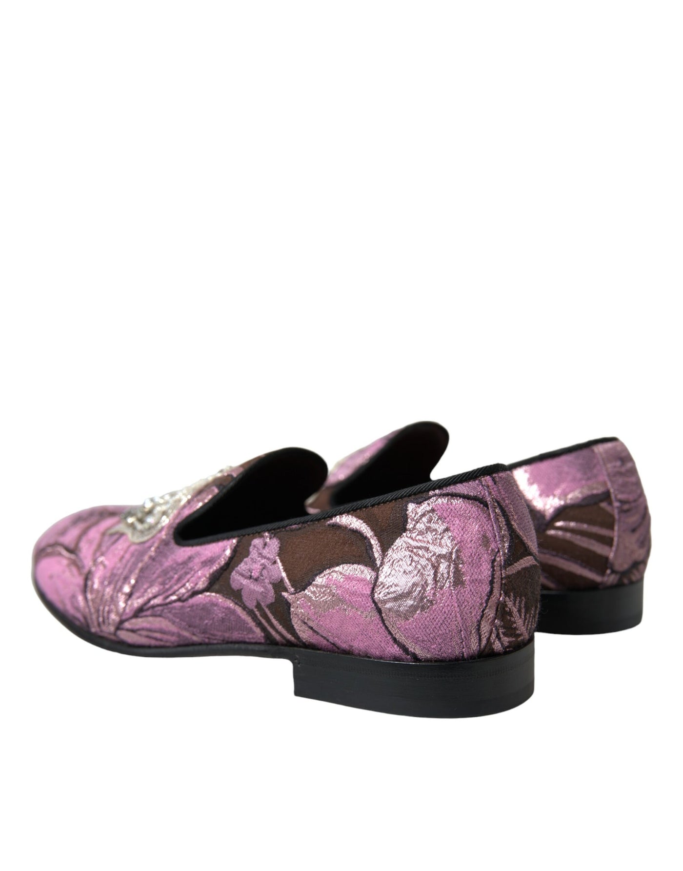 Dolce & Gabbana Pink Printed Crystal Embellished Loafers Dress Shoes