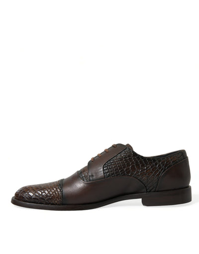 Dolce & Gabbana Brown Exotic Leather Lace Up Oxford Dress Shoes