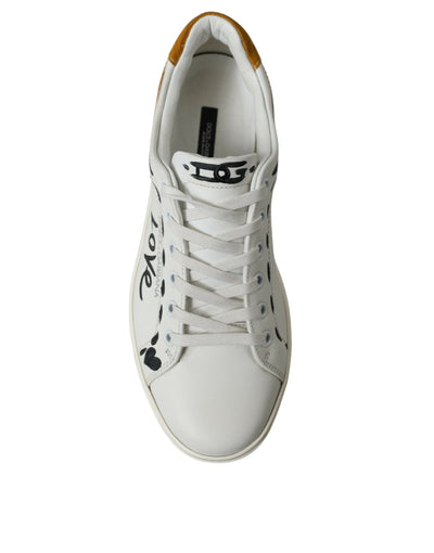 Dolce & Gabbana White Leather LOVE Milano Men Sneakers Shoes
