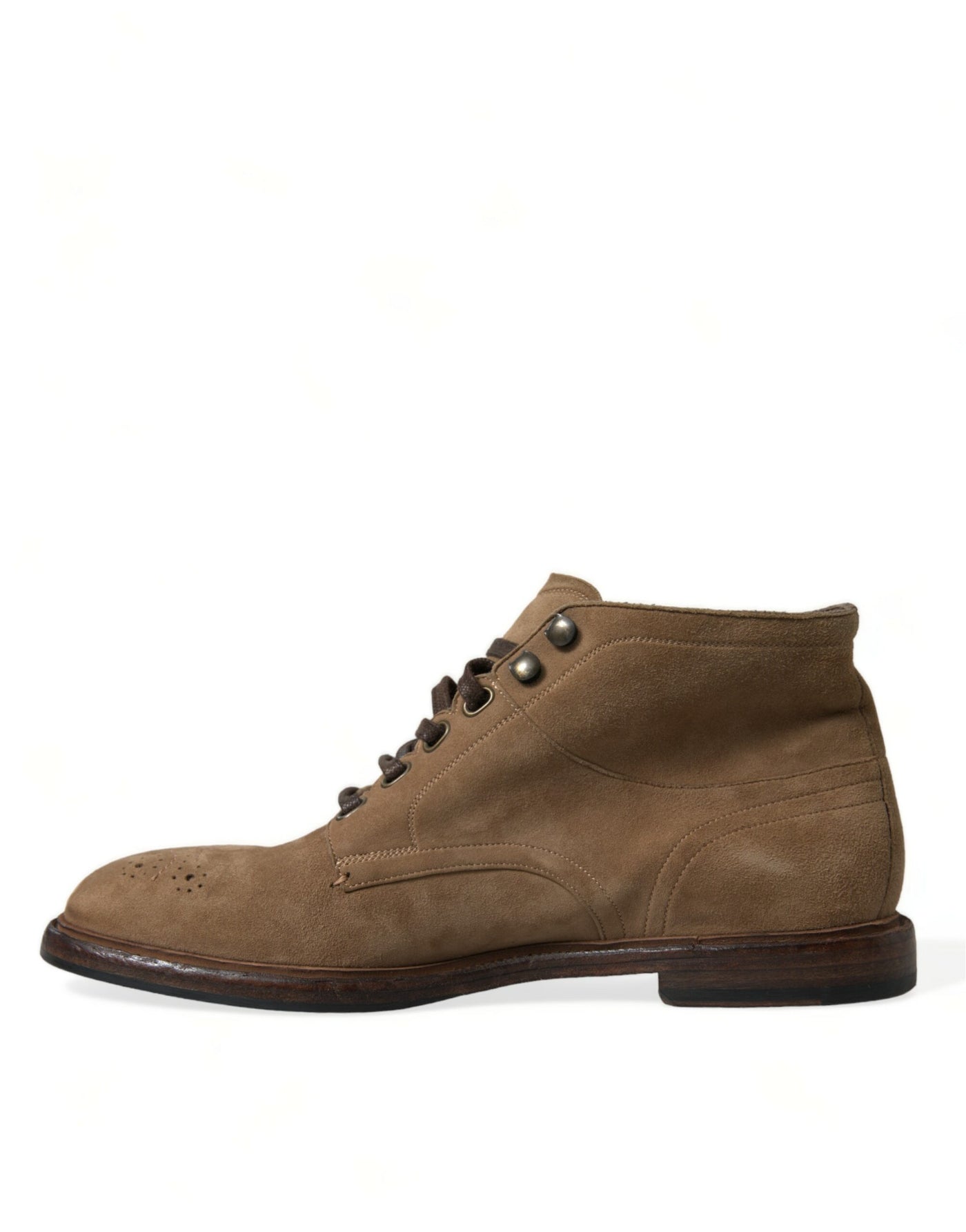 Dolce & Gabbana Brown Leather Lace Up Ankle Boots Shoes